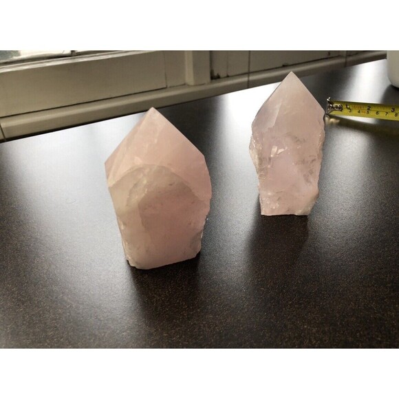 Pink Rose Quartz Tower Set Healing Love Stones Crystals Recharge Chakras 11 13oz - Picture 12 of 16